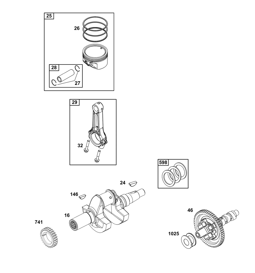 Crankshaft Group Diagram and Parts List for 386447-3331-G1 200000 - 399999 Briggs and Stratton Engine